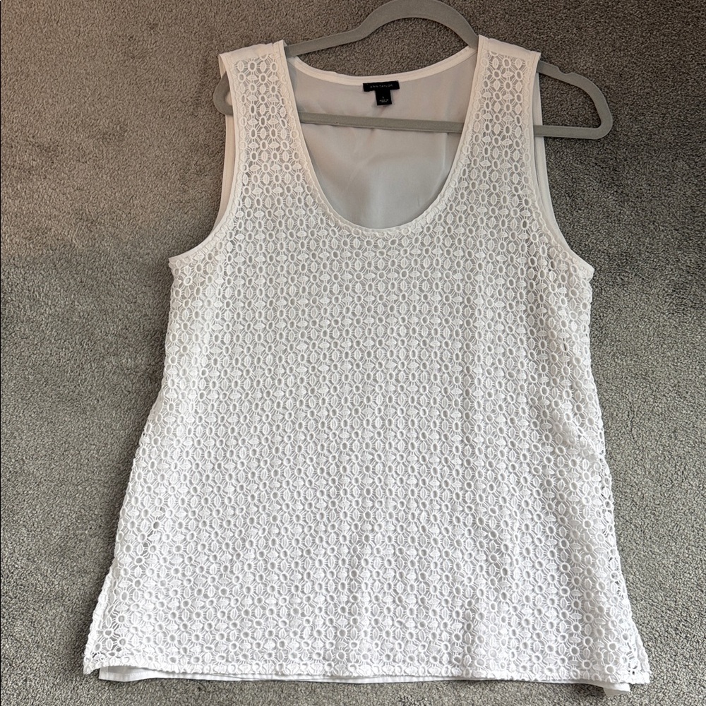 Ann Taylor White Sleeveless Blouse